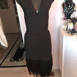 Venus bodycon sexy fringed knitted dress.